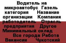 Водитель на микроавтобус "Газель" категория D › Название организации ­ Компания-работодатель › Отрасль предприятия ­ Другое › Минимальный оклад ­ 25 000 - Все города Работа » Вакансии   . Чукотский АО,Анадырь г.